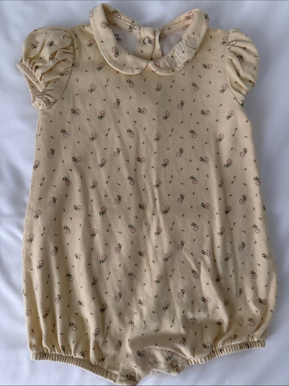 Girls Cream Floral Peter Pan Collar Bodysuit